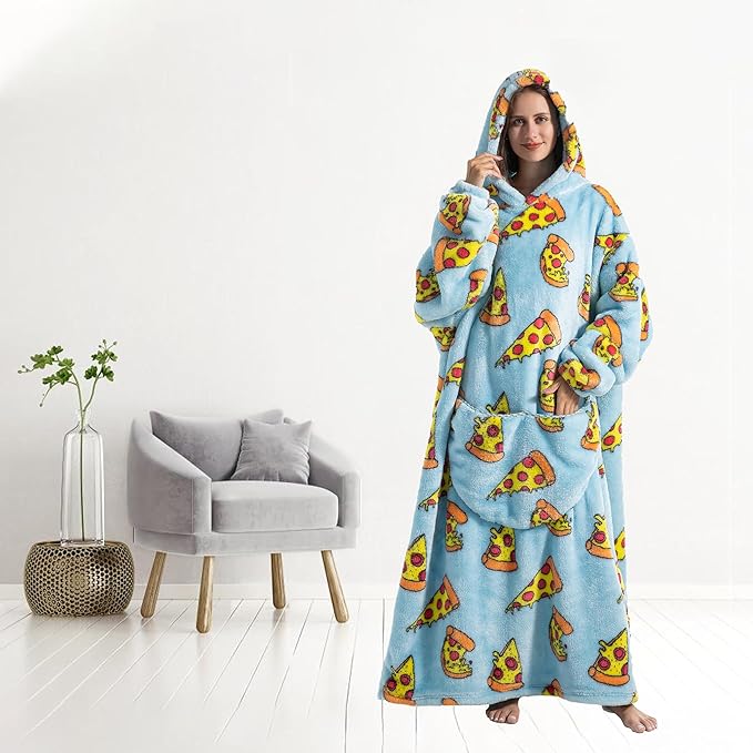 Blanket Hoodie, Long Hooded Blanket Sweatshirt as Birthday Gifts for Women Men, Long Wearable Blanket for Women Men.