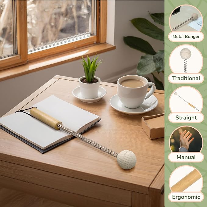 BambooMN 12.5 Inch Bamboo Wooden Metal Bongers for Stress Relief, 2 Units