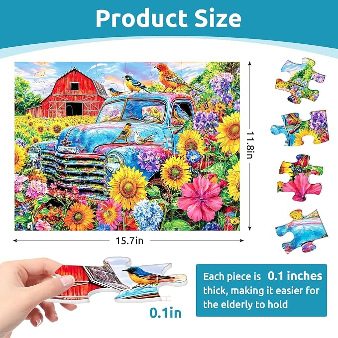 3 Packs 48 Large Piece Puzzle for Seniors,Dementia Alzheimer's Products Activities for Elderly Adults,Alzheimer’s Puzzle Memory Cognitive Games Easy Jigsaw Puzzle Gifts（Cats）
