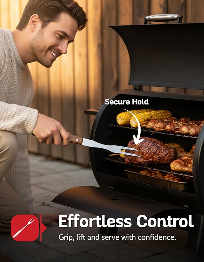 3 PCS BBQ Tool Set – Stainless Steel Grill Accessories Kit with Spatula, Fork & Tong – Heavy Duty Barbecue Utensil Set for Outdoor Cooking, Camping & Backyard BBQ