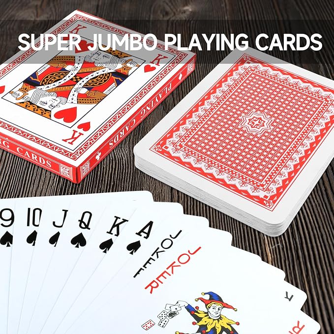 GSE 8 x 11 Inch Super Jumbo Playing Cards, Giant Deck of Playing Cards | Oversized Full Deck, Huge Poker, Easy Read For Adults & Seniors, Magic Party, Casino Theme Party Decorations
