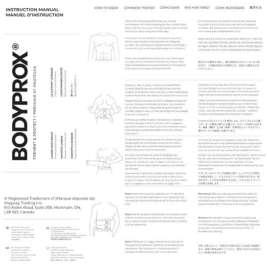 Bodyprox Lumbar Support Back Brace for Men and Women (Plus Size 50" - 70")