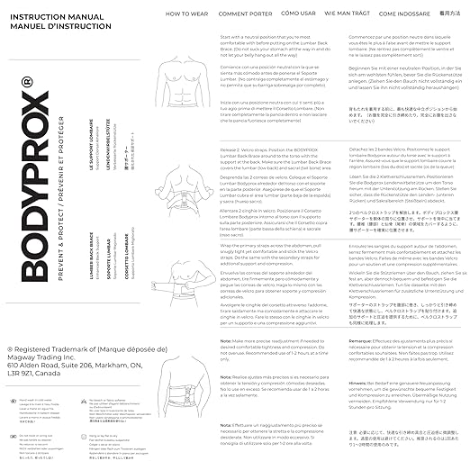 Bodyprox Lumbar Support Back Brace for Men and Women (Regular 28" - 50")