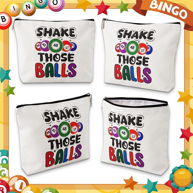 Bingo Bags with Pockets on Clearance, Bingo Bag with Zipper and Polyester Bingo Daubers Makeup Bag, Bingo Bags and Accessories Tote Gifts Game Suitable for Women and Girls (Red)