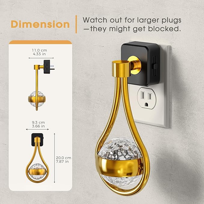 Briignite LED Night Lights Plug into Wall, 330° Rotating Night Light with Dusk to Dawn Sensor, 0-100LM Dimmable Nightlight Adjustable Brightness, 3000K Warm White for Hallway, Bedroom, Stairway, 2pack