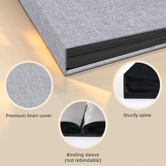 Popotop Photo Album 4x6 200 Pockets for Wedding Gifts,Linen Hardcover Picture Albums for Family Anniversary Baby Vacation Pictures