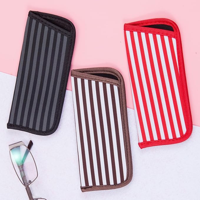 TRIUMPH VISION Reading Glasses Pouch Eyeglass Sleeve Soft Case Slim 3 Pack | Alternative to Bulky Case Lightweight，Neoprene Lined Padded Protect Optical lens Slip in, Cute Pattern Portable for Daily Use