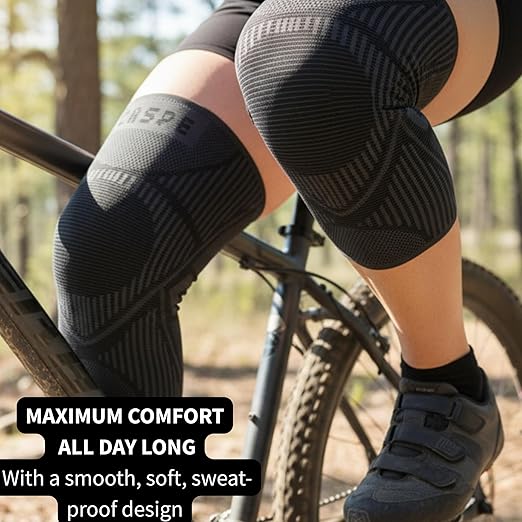 Caspe 2 Pack Knee Compression Sleeve – Knee Brace for Women & Men, Support for Running, Gym, Sports, Mild Arthritis, Pain Relief, Training, Daily Use, Workout (Black, Medium)