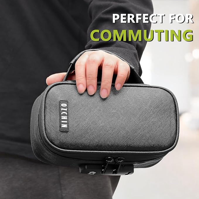 OZCHIN Smell Proof Bag with Combination Lock File Organizer Case Container Medicine Lock Box Odorless Storage Bag Great Gift for Friend (Black, S)