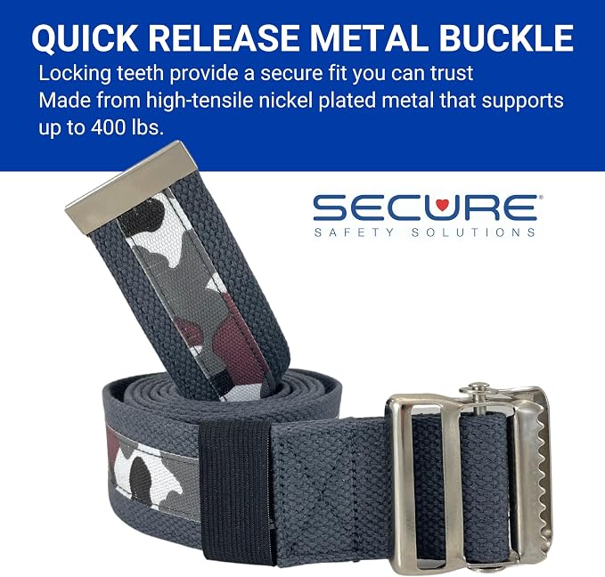 Secure Gait Belt for Seniors with Metal Buckle - Transfer and Walking Standing Aid Elderly, Physical Therapy, Nurses
