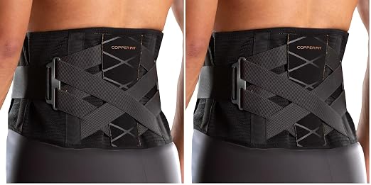 Copper Fit X-Back Brace for Lower Back Pain, Lumbar Support, Herniated Disc, Sciatica, Arthritis – Adjustable, Breathable Design - for Men and Women (Small/Medium) (Pack of 2)