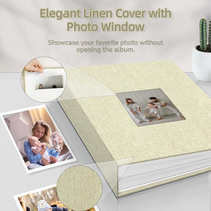 popotop Photo Album 4x6-200 Photos Photo Books with 200 Horizontal Pockets,Linen Cover Albums for Family Wedding Anniversary Baby Vacation Pictures