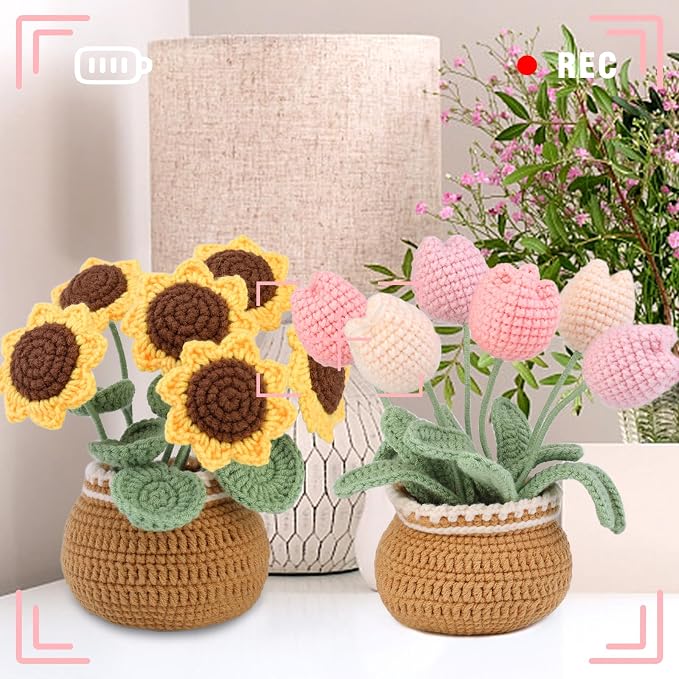 Crochet Kit, Tulip and Sunflower Crochet Kit for Beginners, Knitting Kit | Beginner Crochet Kit, Crochet Flower Kit with Step-By-Step Video Tutorials, Beginner Crochet Kit for Adults