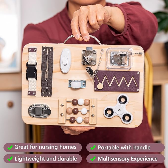 Assistex Fidget Busy Board for Adults with Dementia - Calming Activities and Games for Seniors Sensory Mat with Guide Book - Assistance Products Elderly Patients - Gift Toys for People with Alzheimers
