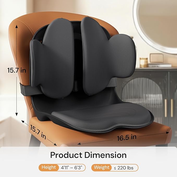 CabSupport M3 Ergonomic Seat Cushion Dynamic Lumbar Support Spineseat Patented Spine Alignment Ergonomic Posture Corrector, Ideal for Seniors & Teens, Breathable Design for Home, Gaming & Meditation