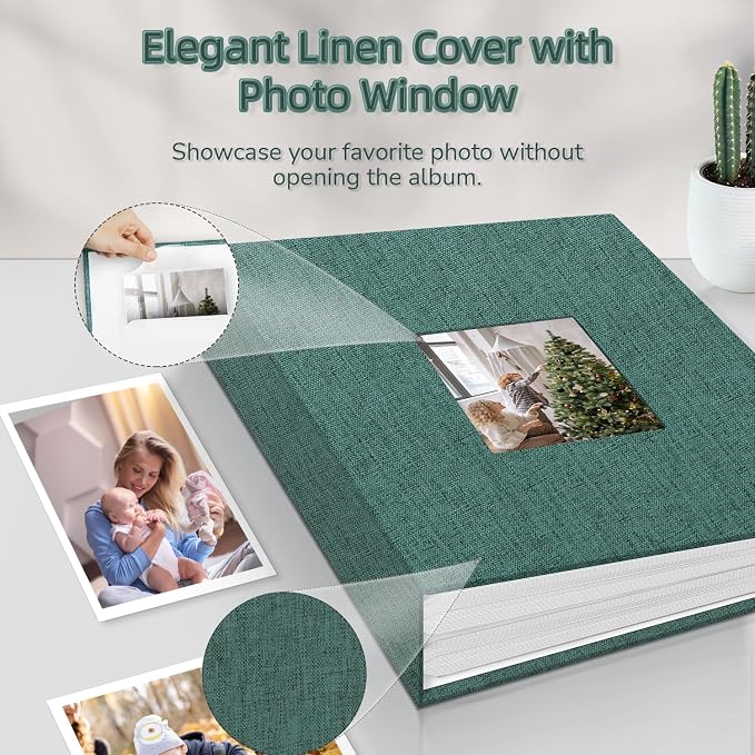 popotop Photo Album 4x6-100 Photos Photo Books with 100 Vertical Pockets,Linen Cover Albums for Family Wedding Anniversary Baby Vacation Pictures