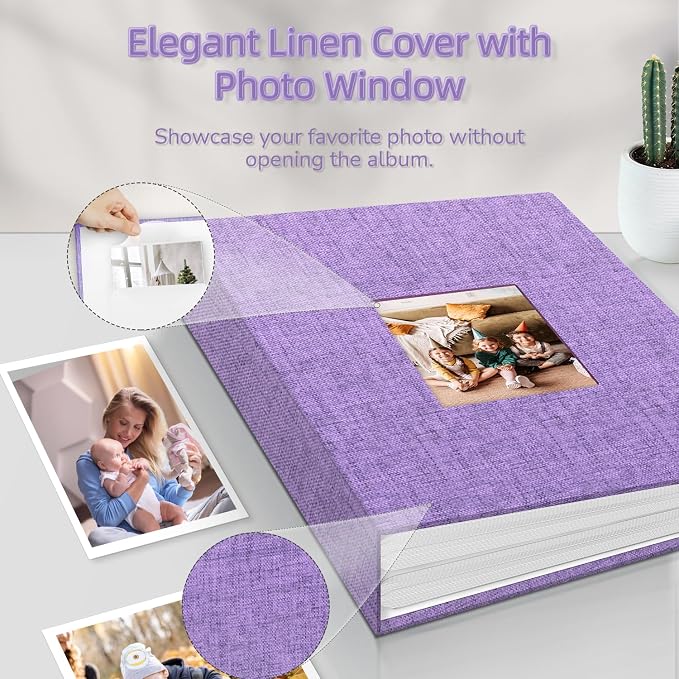popotop Photo Album 4x6-100 Photos Photo Books with 100 Vertical Pockets,Linen Cover Albums for Family Wedding Anniversary Baby Vacation Pictures