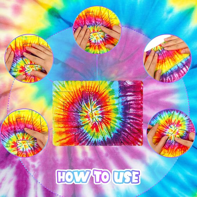 CHENGU 4 Pcs Marble Maze Mat Sensory Fidget Stress Relief Toys Calming Sensory Mat Anxiety Relief Fabric Toys for Teens Autism Calming Down Classroom Gifts Prizes(Tie Dye,8.66 x 6.3 in)