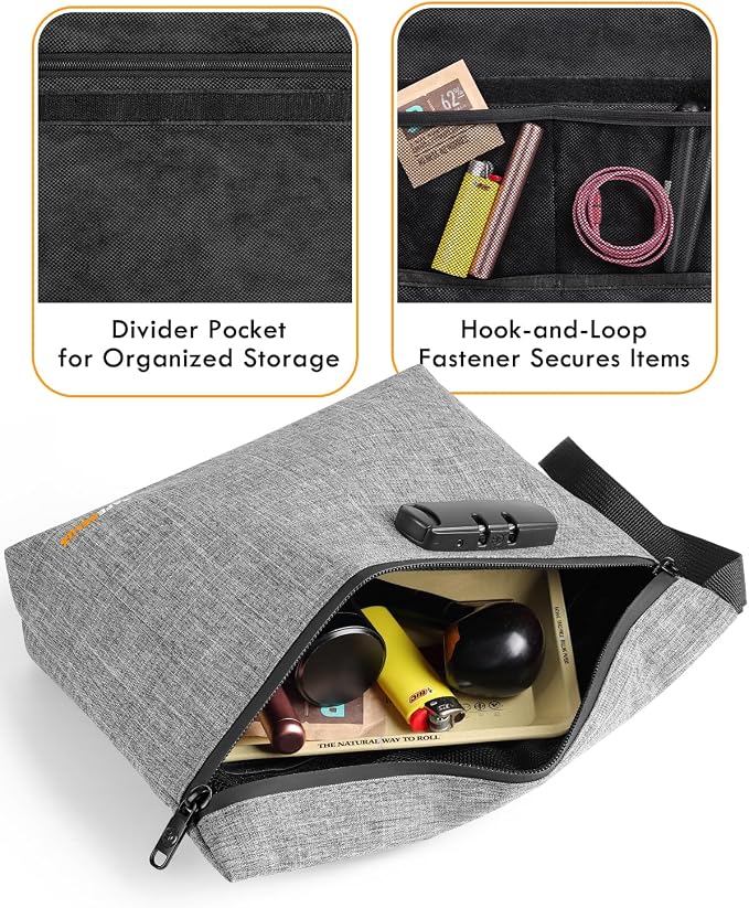 Smell Proof Bag, Odor Proof Bag with Combination Lock, Durable Smell Proof Container with Carbon Lining, Secure Odorless Travel Pouch for Home & On-the-Go (Camouflage)
