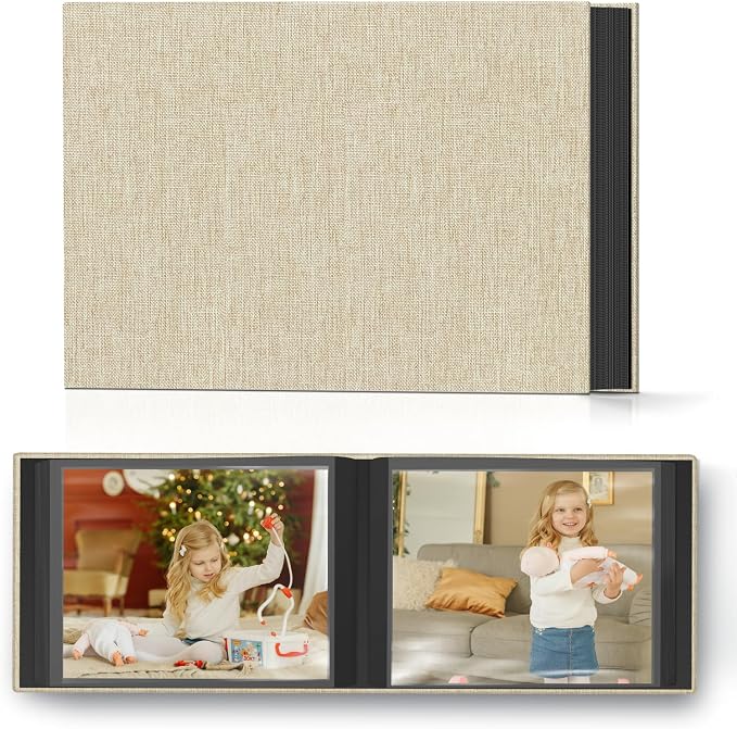 Popotop Photo Album 4x6 48 Pockets for Wedding Gifts,Linen Hardcover Picture Albums for Family Anniversary Baby Vacation Pictures
