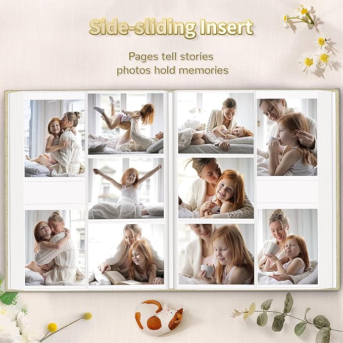 Artfeel Photo Album 4x6 with 1000 Pockets,Slip-in Picture Albums,Linen Cover Memory Book with Front Window,White Page Vertical Photo Book for Wedding,Family,Anniversare,Baby,Vacation