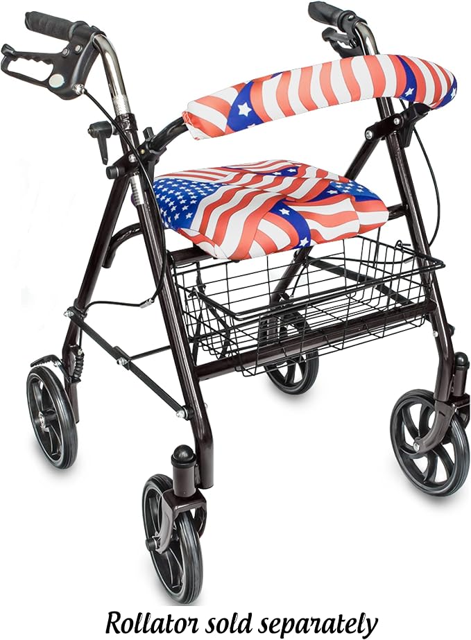 Top Glides Stars & Stripes Universal Rollator Walker Seat and Backrest Covers (Patriotic)