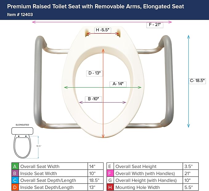 Drive Medical Premium Seat Riser with Removable Arms, Elongated Seat | Seat Riser Features Removable Arms and an Elongated Seat for Comfortable, Supportive Sit-to-Stand Assistance
