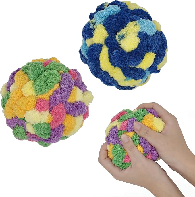 2PC Fidget Balls for Alzheimer's Dementia Patients to Treat and Relieve Anxiety,Autism Special Needs, Stretch and Squeeze Skin Pickers, ADHD, OCD (Rainbow Candy & Yellow-Blue Colors)