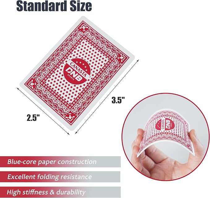 DNB Canasta Card Game Set - Includes 9 Decks of Red Scored Playing Cards a Revolving Card Tray 50-Page Score Pad and Game Instructions