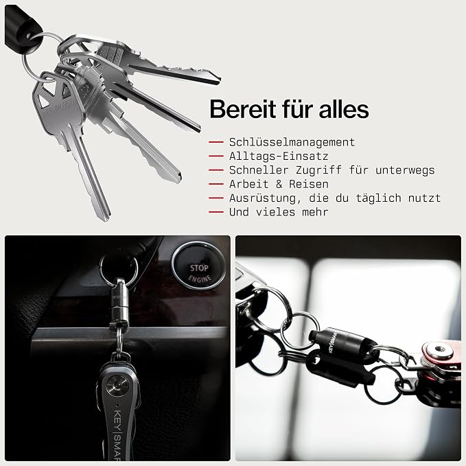 KeySmart MagConnect Magnetic Key Holder for Purse, Key Chains for Car Keys - Detachable Key Ring Quick Release Keychain