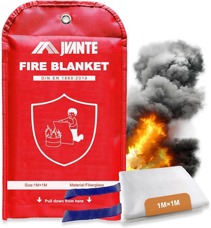 Emergency Fire Blanket for Home and Kitchen - 40"x40" Flame Suppression Fiberglass Fire Blankets for House Camping Car Office Warehouse Emergency Survival Safety（1m-1pack）