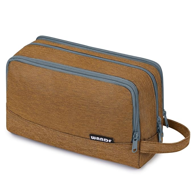 WANDF Travel Toiletry Bag for Men, Small Dopp Kit for Toiletries | Water-Resistant Fabric, Travel Bag for Toiletries, Compact Storage, Shaving Accessories, Weekend Trips