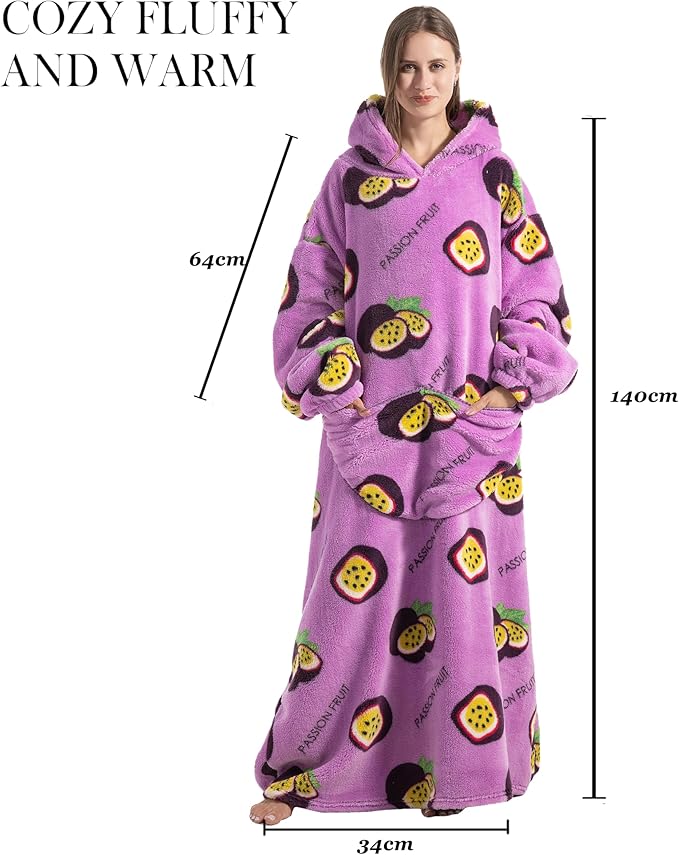 Blanket Hoodie, Long Hooded Blanket Sweatshirt as Birthday Gifts for Women Men, Long Wearable Blanket for Women Men.