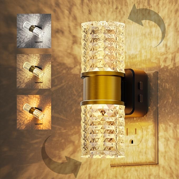 L LOHAS LED Night Light, Modern Night Lights Plug into Wall | Amber-3000K-5000K Adjustable Color Temperature Night-Light, Dimmable Nightlights, Dusk to Dawn Sensor, Rooms Bathroom Hallway