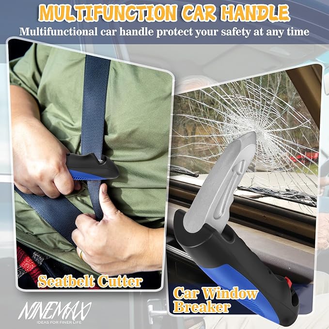 NINEMAX Car Door Assist Handle for Elderly & Handicap (1 pc with Strap) | Stable Support for Easy Vehicle Entry, Fits Most Cars, 3-in-1 Design, Lightweight & Portable, Non-Slip Grip, Tool-Free Setup