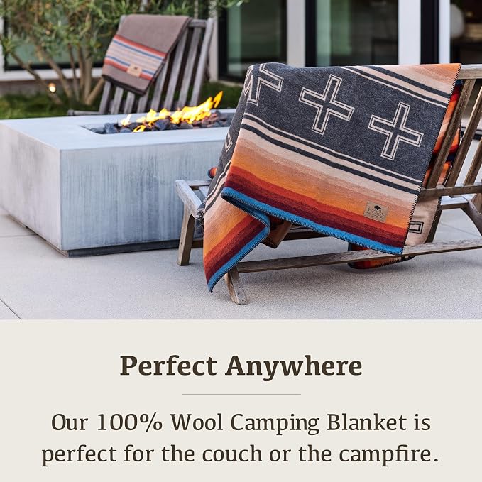 Chubbuck 100% Wool Blanket Camping (60" x 84") - Large Warm Blankets for Camping, Emergency, Outdoor Concerts and Home Use - Fire Retardant Blanket, Soft and Warm Blankets for Winter (Zion)