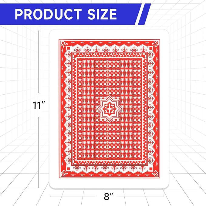 GSE 8 x 11 Inch Super Jumbo Playing Cards, Giant Deck of Playing Cards | Oversized Full Deck, Huge Poker, Easy Read For Adults & Seniors, Magic Party, Casino Theme Party Decorations