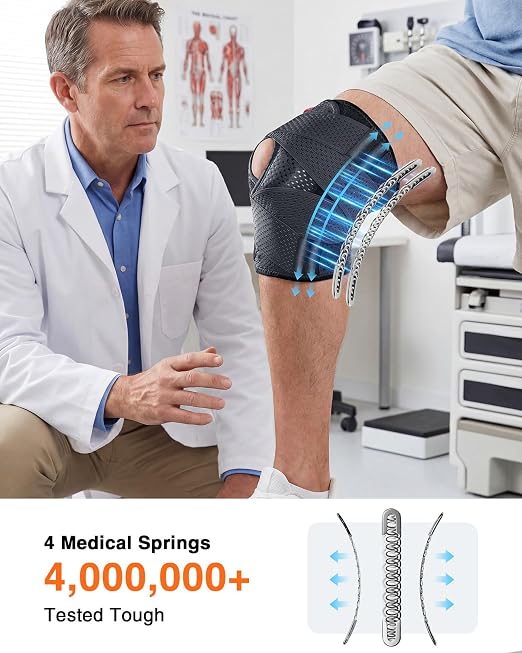 Upgraded Medical-Grade Knee Brace for Women and Men,[Ultra Breathable & V-Straps]Knee Support with Side Stabilizers,for Meniscus Tear,Knee Pain,Arthritis,MCL,ACL Injuries-Knee Wrap(XX-Large)