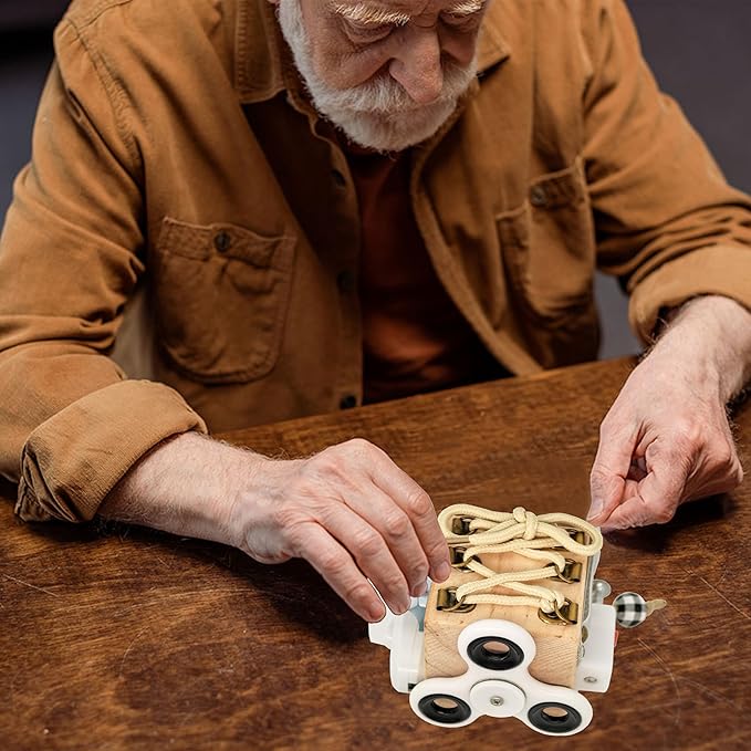 Busy Boxes for Dementia Patients, Fidget Boards for Adults with Dementia, Busy Cube Sensory Toys for Elderly, Alzheimers Activities & Therapeutic Gifts Crafts Gadgets for Seniors with Stroke (Medium)