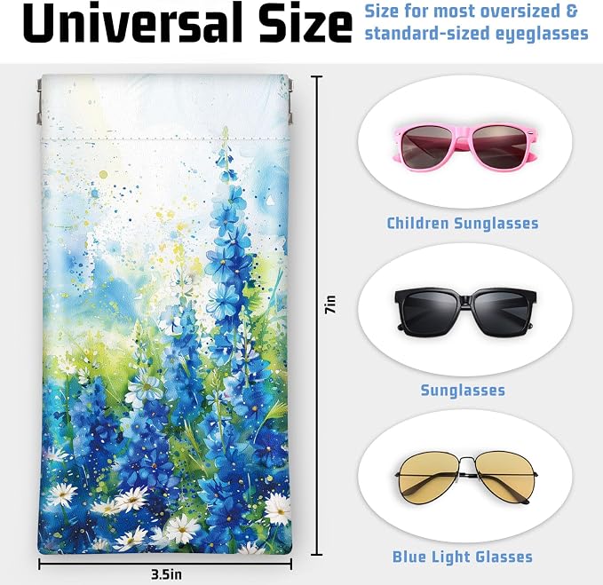 Soft Sunglasses Eyeglass Glasses Case,7x3.5inch Portable PU Leather Squeeze Top Holder Bag Pouch for Women Men