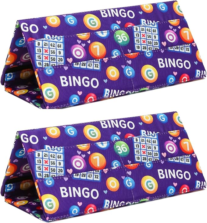 2 Pack Card Holder for Canasta, Poker, Bridge & Casino Games - Bingo Pull Tabs & Gambling Tickets Organizer - Fun Card Game Player Gifts for Adults & Seniors Purple