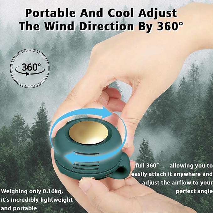 Portable Clip-On Fan, Mini USB Rechargeable 360° Rotatable Fan, Personal Fan 3-Speed Silent Mini Bladeless Fans