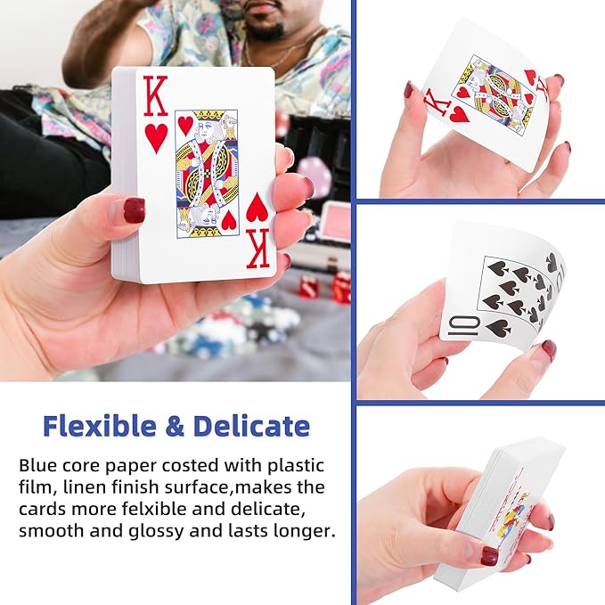 Fanwer Playing Cards Large Print 12 Pack, Jumbo Poker Playing Cards for Seniors, Vision Impaired, Low Vision Crowd, Deck of Cards for Blackjack, Euchre, Canasta Cards Game