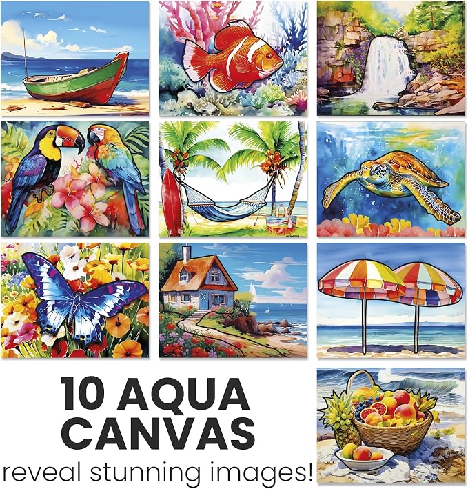 QUOKKA Water Painting Dementia Activities for Seniors – Alzheimer’s Products for Elderly – Reusable Water Doodle Set Tropics Memories – Activity Kits for Dementia Patients – Crafts for Seniors