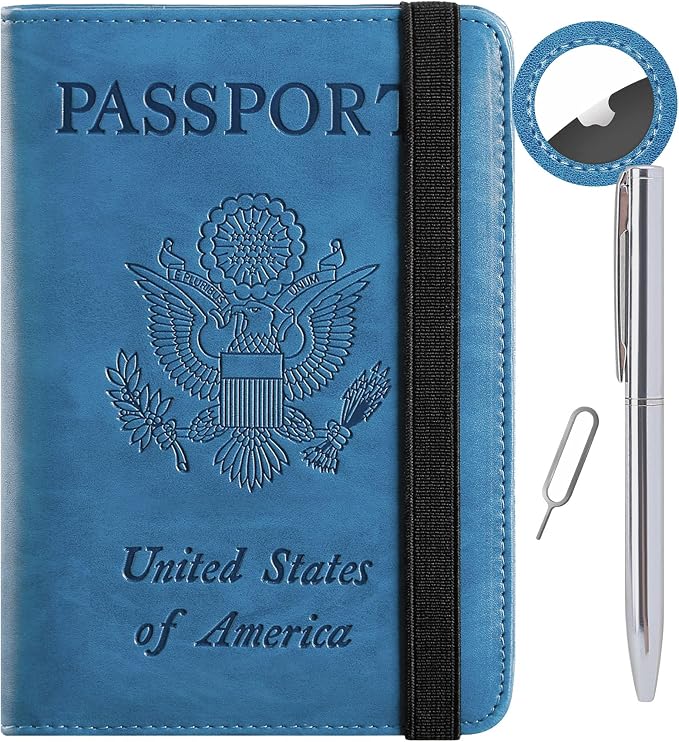 Airtag Passport Holder, Travel Essentials, Passport Cover, RFID Wallet | Passport Wallet, Travel Accessories, RFID Blocking, Synthetic Leather Card Case, International Must Haves, For Women Men