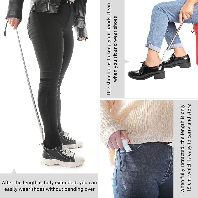 Fanwer Shoe Horn 36.2“Shoe Horn Long Handle Foldable Shoe Horn Travel for Seniors Pregnant Back Pain
