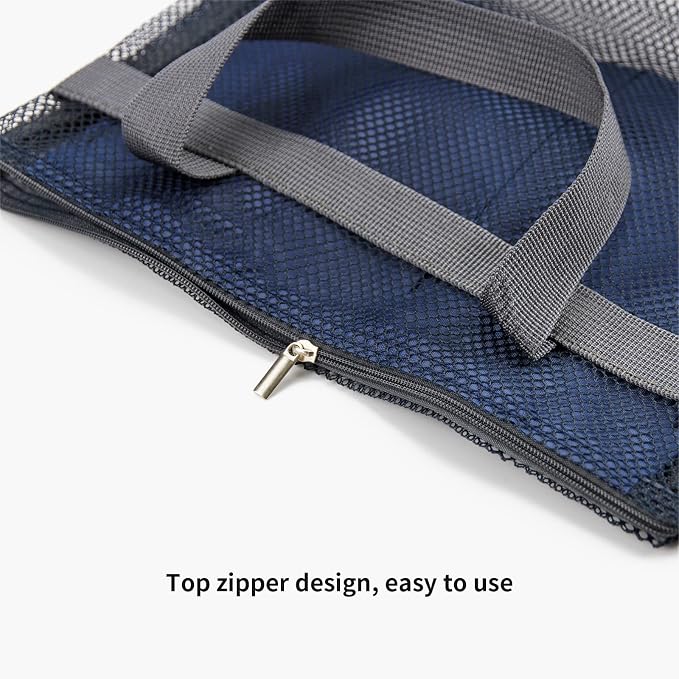 TOPASION Mesh Shower Caddy Bag Portable Hanging Toiletry and Bath Organizer with Zipper for Travel, Gym, Camping, College Dorms, Beach