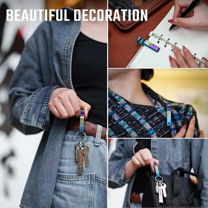 KeyUnity KM00 Titanium Belt Loop Keychain Clip Double Side Quick Release Key Holder with Detachable Key Ring
