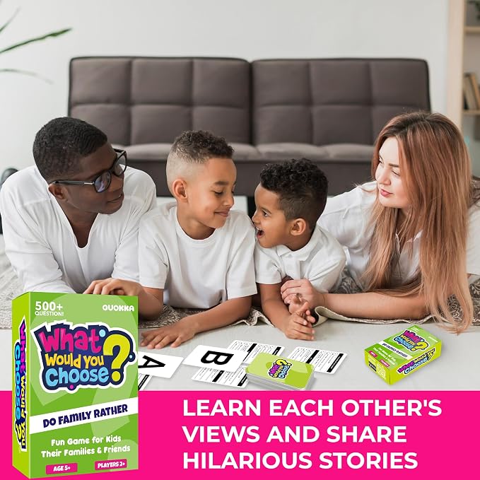 QUOKKA Board Games for Kids 8-12 – Family Games for Kids and Adults – What Would You Choose – 500+ Questions – Does Family Rather – Fun Card Game for Families and Teens