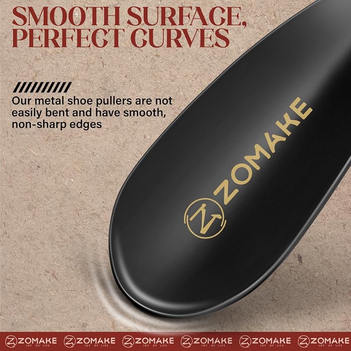 ZOMAKE Metal Shoe Horn, Small Travel Shoehorn for Men Women Kids 7.5''&3.9" | 3 Pack Stainless Steel Portable Shoe Spoon Helper, Compact Travel Size, Built-In Hang Hole, Smooth Rounded Curve, Shoe Care